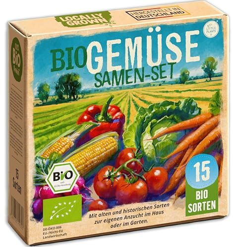 Bio Gemüse Samen Set - 15 Sorten Samen - Gemüsesamen - Saatgut Gemüse - Hochbeet Zubehör - Sämereien Saatgut Set Gurke Karotte Salat & mehr (inkl. E-Book)