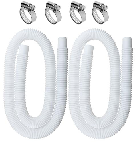 Tubo per Piscina 2 Pezzi Diametro 32 mm, 1,5 m per Piscina Fuori Terra - Accessori di Ricambio per Pompa e Filtro (Blu) (Bianco)