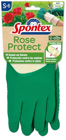 Spontex Rose Protect Gartenhandschuhe, extra robust für Dornen und Hecken, mit FSC-Naturkautschuklatex, Größe S, 1 Paar