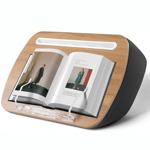 SUETPYE Sitzsack-Klappbuchhalter zum Lesen, freihändig, bequemer Lesekissenständer, minimiert Nackenbelastung, ideales Geschenk für Buchleseliebhaber im Bett oder überall sonst, mit Buchablage, Grau