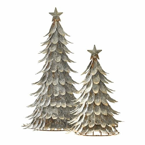 Loberon Deko-Baum 2er Set Kamilah, Zwei Größen, Vintage-Lackierung, Filigrane Verarbeitung, Winterliche Atmosphäre, Weihnachtsdeko, Weihnachten, Eisen, antikschwarz