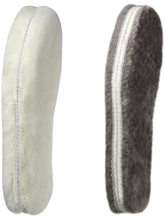 Yusimu 2 paia di solette in pelle di pecora per donne e uomini, in caldo pile di lana d'agnello per l'inverno, solette di ricambio per stivali e scarpe, taglia 39, colore bianco e grigio