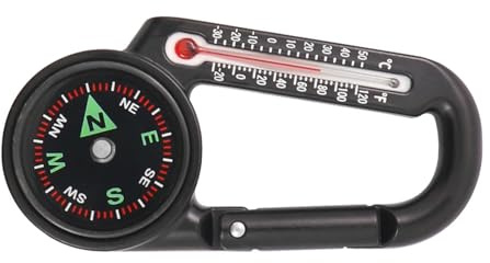 Hattba Kompass-Karabiner, multifunktionaler Thermometer-Schlüsselanhänger, Schlüsselanhänger für Wandern, Camping, Klettern, Jagd, Reisen