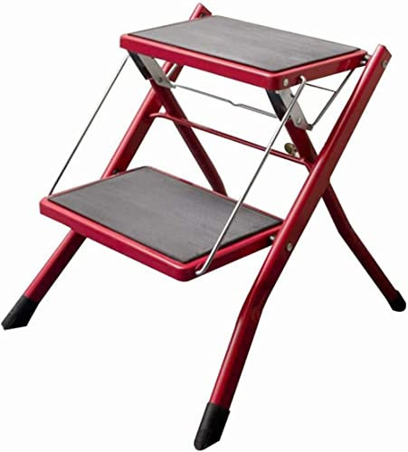 Sedia Sgabello Scaletta Pieghevole Scaletta in Acciaio Pesante 2 gradini Multifunzione Portatile con Tappetino Antiscivolo Scaletta Semplice