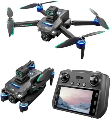 Drone avec Deux Caméras, Quadrirotor RC Pliable sans Fil 5G pour Débutants, Drone à Moteur sans Balais avec évitement D'obstacles, Vol Stationnaire Stable, Photographie