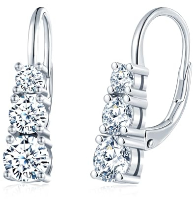 VIKILEE Bar Zirkonia Hängende Ohrringe Silber 925,Damen Gold/Silber/Rosegold Lange Streifen Glitzer Ohrhänger,Hypoallergen Ohrringe Creolen mit Zirkon Anhänger,Mode Elegant Ohrschmuck für Frauen