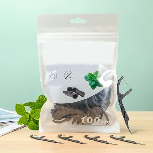 SYJYM Bâton de Fil Dentaire Ultra Fin en Charbon de Bambou Dentifrice Dentaire en Plastique Soins de santé bucco-Dentaire Nettoyage des Fines Lignes interdentaires
