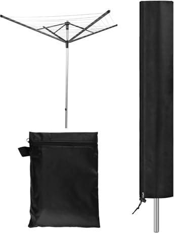 Wäschespinne Schutzhülle 168cm X 16cm X 16cm, 420D Oxford Wäschespinne | Abdeckung Wasser- und Winddichte, UV-Schutz Schutzhülle für Wäscheschirme mit Reißverschluss, Allwetter Ganzjährig (Schwarz)
