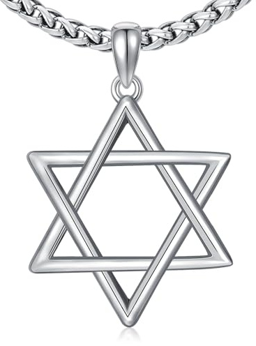 PDTJMTG Star of David Necklace 925 Sterling Silver Jewish Star Pendant Jewelry Gifts for Men Women (C01- silver)