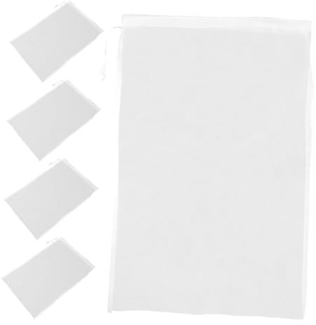 Zerodeko 5pièces Pochette à Lait Végétal Réutilisable à Mailles Fines Pour Lait De Soja Jus Maison Et Yaourt Avec Cordon De Serrage