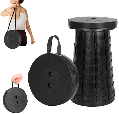 SHANGFENG Sgabello pieghevole portatile, regolabile in altezza, telescopico retrattile, sedile da campeggio, sedia da viaggio, poggiapiedi pieghevole, peso massimo 99,8 kg, per adulti, pesca