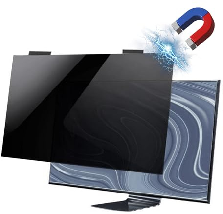 27 Inch Flicker-Free Privacy Screen Protector 9H Diamond Hardness Tempered Glass with Anti-Spy Layer, Magnetic Clip-On Blue Light & UV Filter for Office Monitors,27inch(613mm*356mm)