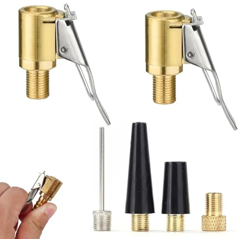 Autoventil Hebelstecker Air Chuck, Multifunktionales Valve Adapter Set, 2PCS 8mm Reifen Ventil Luftpumpe Clip, Autoventil Adapter Kompatibel mit Bosch EasyPump, für Autoreifen, Fahrräder und Bälle
