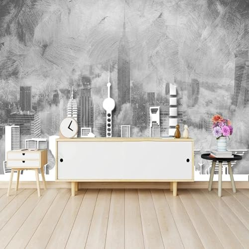 YOZYOOOZ Mural 3D autoadhesivo de pared de cemento vintage con diseño abstracto de ciudad para sala de estar, dormitorio, comedor, decoración del hogar y oficina.