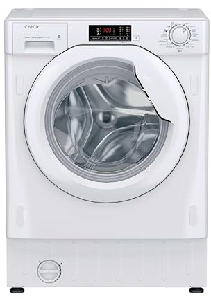 Candy Smart Integrated Washer Dryer, 9 Kg Wash plus 5 Kg Dry, Combined Cycle Class E, 1400 RPM, 3 Rapid Cycles, White, 60x53x82 cm - CBD 495D14-80