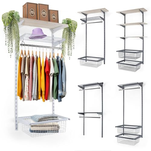 BOOMET Offener Kleiderschrank System · 150 x 60 cm · Basic 2 weiß · Kleiderregal Ankleidezimmer Regalsystem Wardrobe Closet · Kleiderstange Wandmontage Steckregal