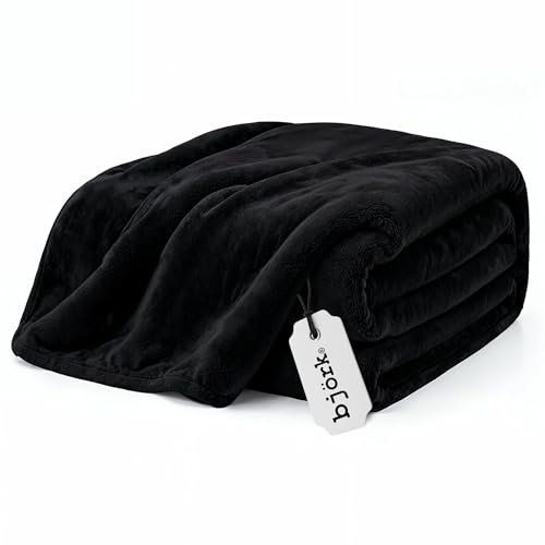 Björk Kuscheldecke Schwarz aus Fleece 130×170 cm weiche, warme und Flauschige Sofadecke für Couch & Bett atmungsaktive Decke für alle Jahreszeiten (schwarz)