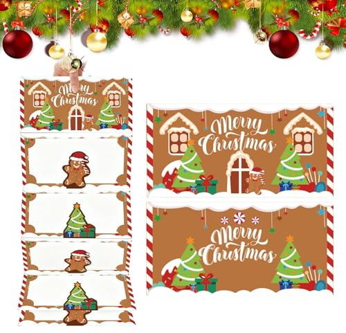 Geldgeschenk Weihnachten, Faltbare Weihnachtsbox mit 6 Kartenfächern, DIY Geschenkverpackung, Elegantes Design in Orange mit Lebkuchenmann, Weihnachtskarte für Weihnachten & Partys