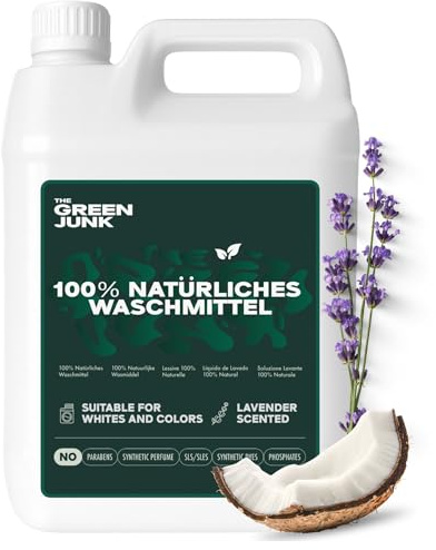 The Green Junk - Lessive 100% Naturelle 5L - Lessive Liquide Bébé - Hypoallergénique - Sans Parfum Synthétique - 167 Lavages
