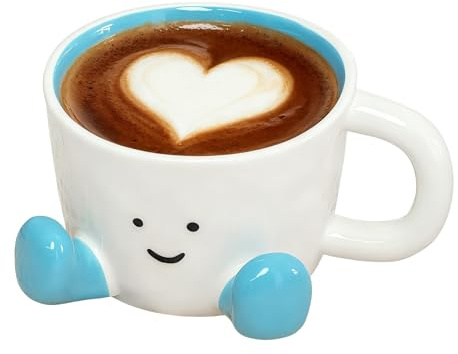 Eastuy Novelty Coffee Mug with Feet, Ceramic Hand Kneaded Cute Coffee Cup, Funny Coffe-e Tea Mug for Women Men Christmas Birthday Cool Photography Prop Home Office Decoration