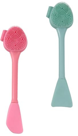 GANAZONO Pennello Struccante Viso in Silicone Doppia 2 Dispositivo Portatile per Pulizia Profonda e Massaggio Cuticole Set Pennelli per Maschere e Trattamento Donna