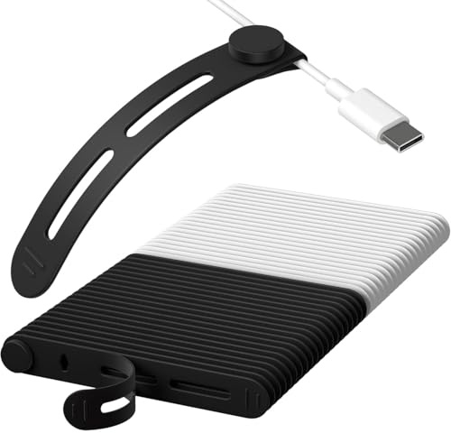 24 Pcs Silicone Cable Ties, Reusable Cable Ties, High Elasticity Cord Wraps for Electrical Cords, Multipurpose Cord Organizer for Charger Cables, Headphone Wrap (White + Black)