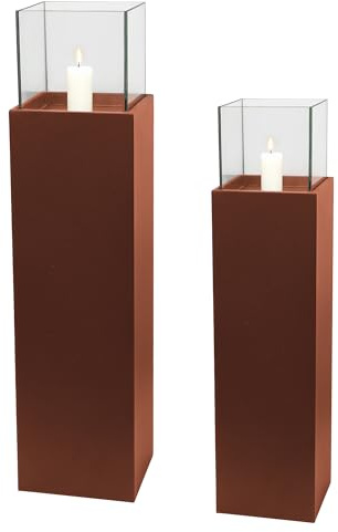 BeFair | Mats | Set aus 2 Windlichtsäulen inkl. 2 Glaszylindern & 2 Kerzen | Für Garten & Wohnzimmer | Schnell und unkompliziert aufbaubar | Stilvolles Zeitloses Design | Hergestellt in Handarbeit