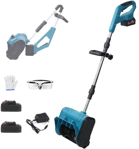 Electric Snow Shovel, 1200W Cordless Snow Blower with 2 * 13000Mah Battery, Foldable and Retractable Design & Adjustable Directions, Snow Thrower for Patio Deck Driveway
