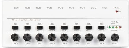 DJ-Mixer, 4 6 8 Kanäle Mini-Sound-Mixer Audio-Mixer Mini-Stereo-Mixer Tragbarer, Extrem Rauscharmer Line-Mixer For Die Aufnahme Von Audioräten(MX8-White)
