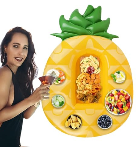Inflatable Drink Holder - Colorful Pineapple Shape, Hot Tub Drink Holder with 7 Grills, Hot Tub Cup Float, Eco Friendly Pool Coasters | Tray D