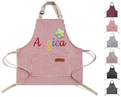 CGFN Personalisierte Kinderschürze mit Namen für Jungen & Mädchen (Rosa)