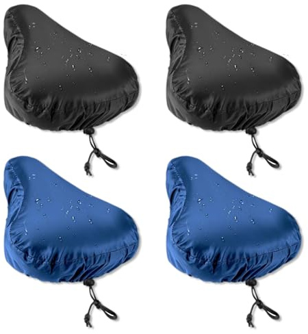 JNYUTEEN Housse de Selle de Vélo, 4 Pièces Housses de Selle de Vélo Imperméables avec Cordon, Protection de Selle de Vélo Oxford PVC pour Vélos Femme et Homme et la Plupart des Selles