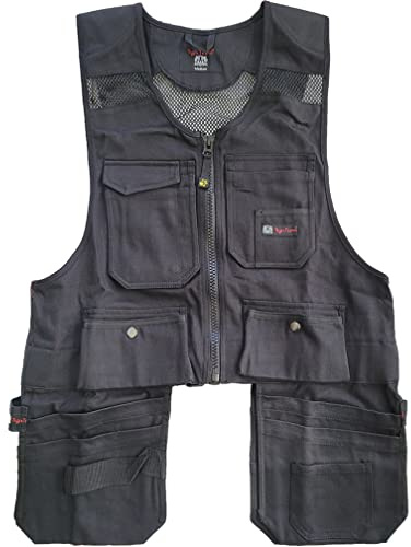 Tiger Trends Men Work Vest Pockets Utility Vest Tool Pockets Pro (Small, Black)