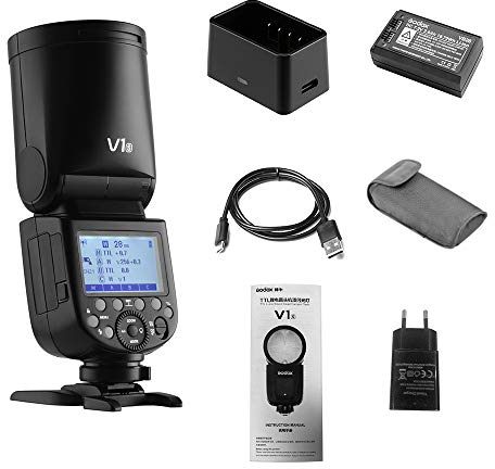 Godox V1S Flash Speedlite Professionnel Speedlight Tête Ronde Wireless 2.4G pour Sony a7RII a7R a58 a99 ILCE6000L a7RIII a7R3 a9 a77II a77 a350 pour la Photographie de Studio/Portrait/Mariage