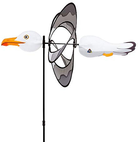 HQ HIGH QUALITY DESIGN Windspiration - Paradise Seagull, UV-beständige und wetterfeste Windspiel Deko für Garten, Terrasse und Balkon - H42xT42cm, Ø: 40cm, Windrad inkl. Standstab