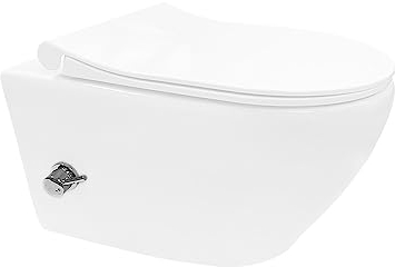 ALONI spülrandloses Hänge WC mit Taharet, wandhängendes WC mit Kalt und Warmwasserarmatur, Tiefspüler aus Sanitärkeramik mit Hygienedusche für gründliche Reinigung, Farbe Weiß