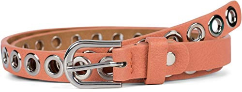 styleBREAKER dam smalt bälte med hålnitar och enfärgad yta yta, vintage stil, kort 03010109