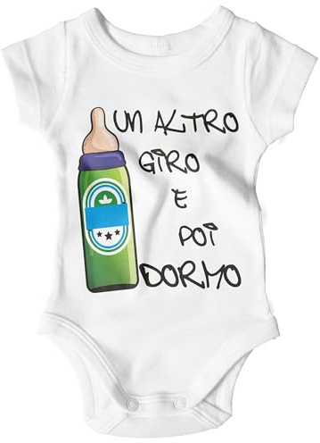 STAMPATEK - Body Neonato Divertente Un altro giro e poi Dormo, Idea Regalo Nascita Tutina neonato, Bimbo Bimba, Pagliaccetto Neonata Zie, Regalo Nipote Nipotino - BD23 - Bianco 12 mesi