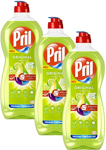 Pril 5 Plus Original Limette, Handgeschirrspülmittel, (3 x 675 ml) mit selbstaktiver Fettlösekraft