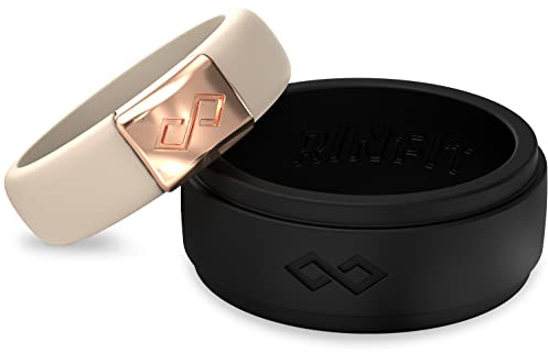 Rinfit Matching Silicone Rings for Couples, Silicone Wedding Band Sets for Him and Her, Patented Design MetalInfinity & Infinity