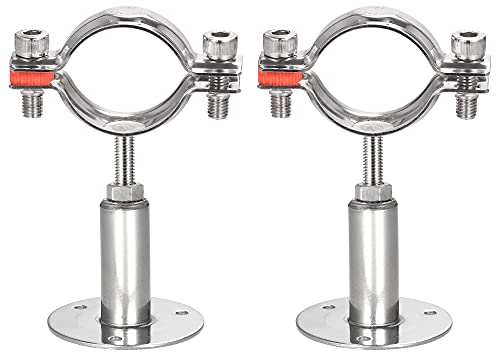 sourcing map Wall Mount Ceiling Mount Pipe Support, 304 Stainless Steel Adjustable Pipe Bracket Clamp for 42-45mm Pipe 2pcs