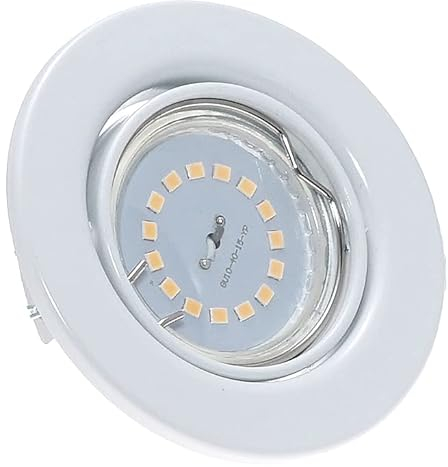 Kamilux 8er Set Decken Einbauleuchte Alva/Farbe Weiß/inkl. 230Volt - 5 Watt SMD Leuchtmittel/Modul/Aussen Ø=87mm / Lichtfarbe Neutralweiß/sehr FLACH 30mm einbautiefe.