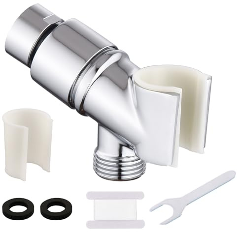LUOFANT All Metal Handheld Shower Head Holder - Adjustable Shower Rod Holder with Brass Pivot Ball - Handheld Shower Head Holder - Shower Hose Holder for attaching Shower arm to Shower Hose, Chrome…