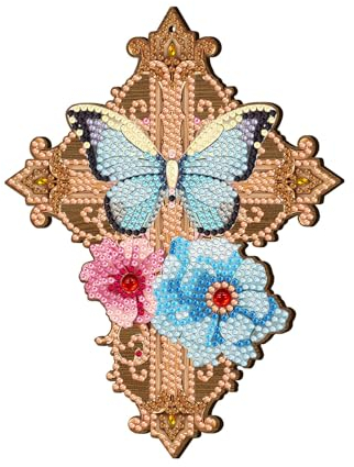 Uixxducc Ostern Diamond Painting Kreuz Basteln Erwachsene Malen Nach Zahlen Diamant Malerei Anhänger Wandkreuz Ornamente Holz Handwerk für Home Wand Décor (D)