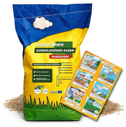 Schattenrasen Rasensamen 10kg | Grassamen schnellkeimend für 400 m² | Rasensaat dicht wachsend | Schattenrasensamen ideal für schattige und halbschattige Gärten | Saatgut für Neuansaat & Nachsaat