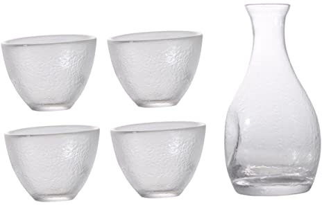 PRETYZOOM Set of Japanese Style Wine Pot Glass Kit 4 Sake Cups Pot Unique Sake Cup Set Glass Sake Cup Home Bar Accessory