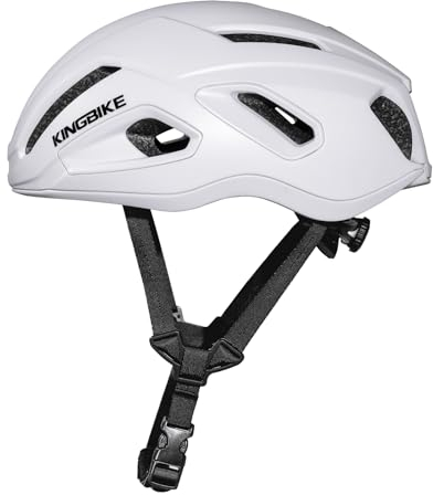 KINGBIKE Aerodynamik Helm fahrradhelm Damen für fahrradhelm Erwachsene volle PC-Gehäusedeckung für rennrad Helm Damen (Mattes Weiß)