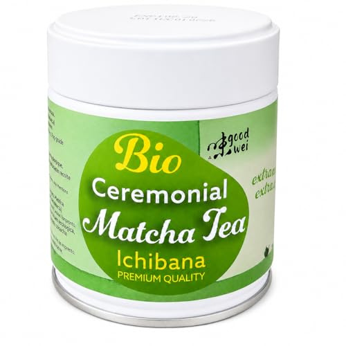 Goodwei Ceremonial Matcha Ichibana - Poudre de matcha biologique pure de première cueillette en véritable qualité cérémoniale, 40g