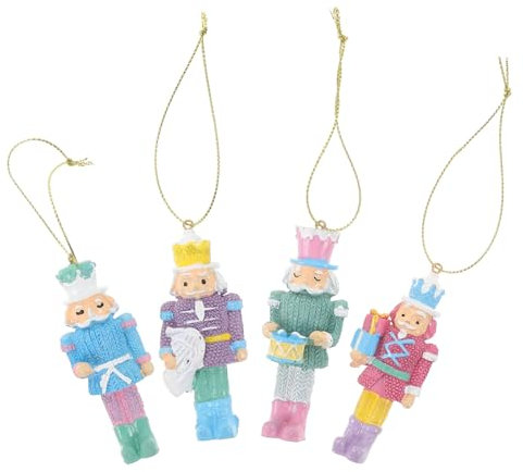 GOOHOCHY 4pezzi Decorazione Natalizia Pupazzi Di Nutcracker Appesi Per Albero Di Natale Ornamenti Festivi Eleganti e Colorati Per La Casa