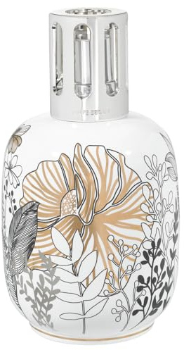 MAISON BERGER Porcelain Fragrance Lamp – White Vegetale Home Diffuser & Air Purifier 6.3 x 3.6 x 3.6 inches – French-Made Since 1898 – Gift Set w/Cotton Wick, Snuffer, Funnel – No Oil Included